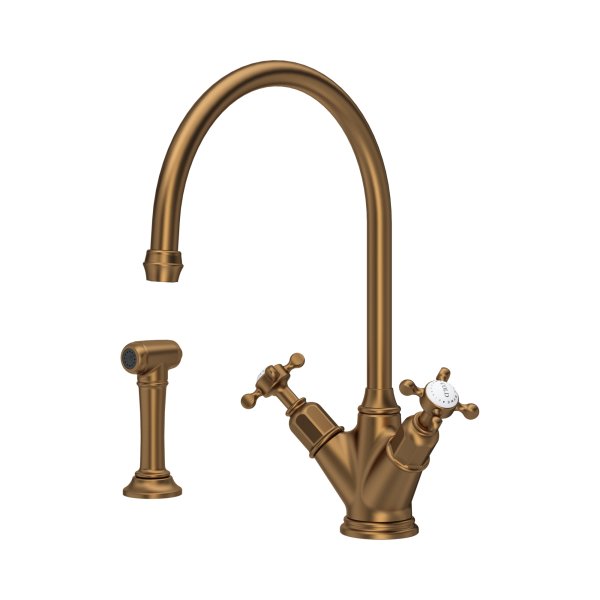 Perrin & Rowe Phoenician Monobloc Sink Mixer with Rinse (Crosstop) - English Bronze