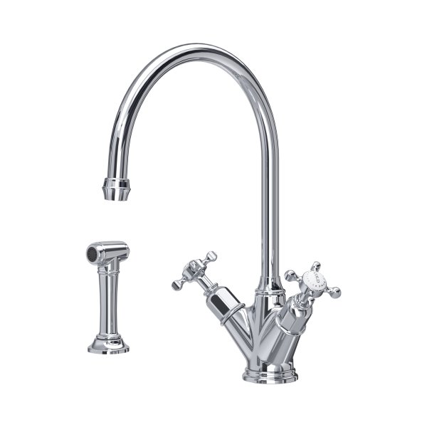 Perrin & Rowe Phoenician Monobloc Sink Mixer with Rinse (Crosstop) - Chrome