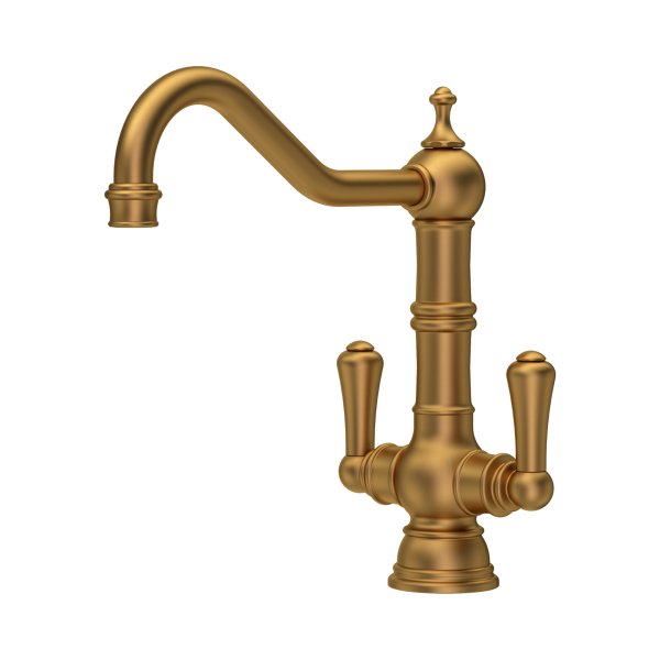 Perrin & Rowe Provence Monobloc Sink Mixer (Dual Lever) - Aged Brass