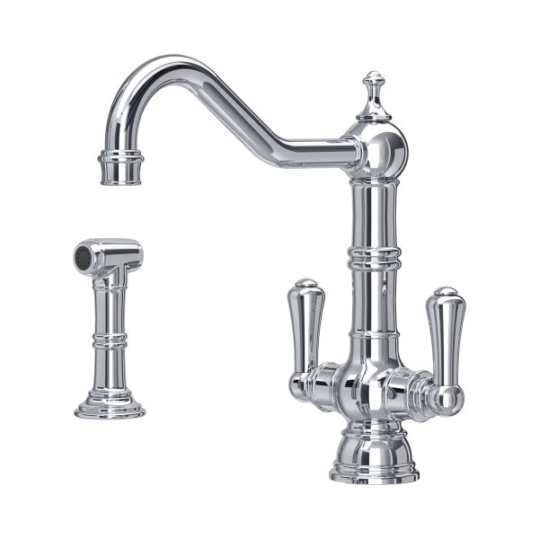 Perrin & Rowe Provence Monobloc Sink Mixer with Rinse (Dual Lever) - Chrome