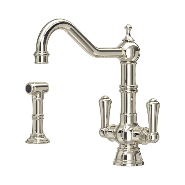Perrin & Rowe Provence Monobloc Sink Mixer with Rinse (Dual Lever) - Nickel