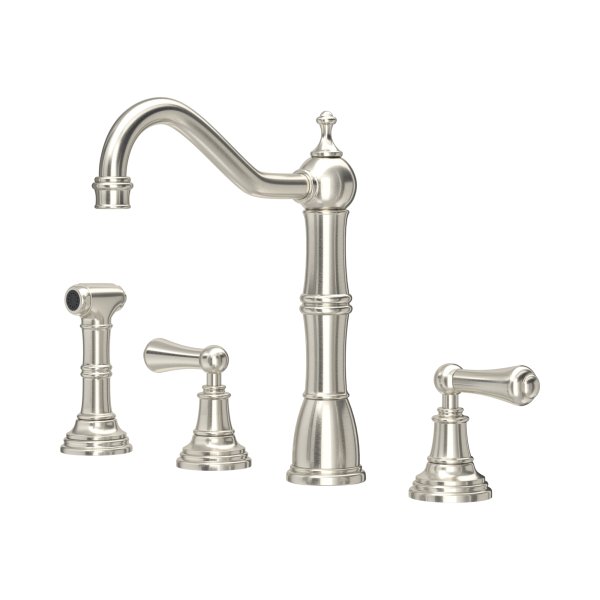 Perrin & Rowe Provence Widespread Sink Mixer with Rinse - Pewter