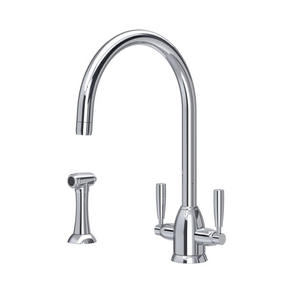 Perrin & Rowe Langbourn Monobloc Sink Mixer with Rinse (Dual Lever) - Chrome
