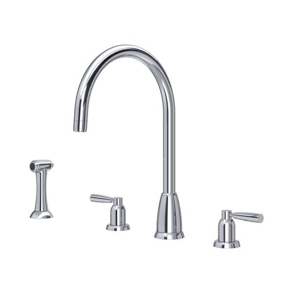 Perrin & Rowe Langbourn Widespread Sink Mixer with Rinse - Chrome
