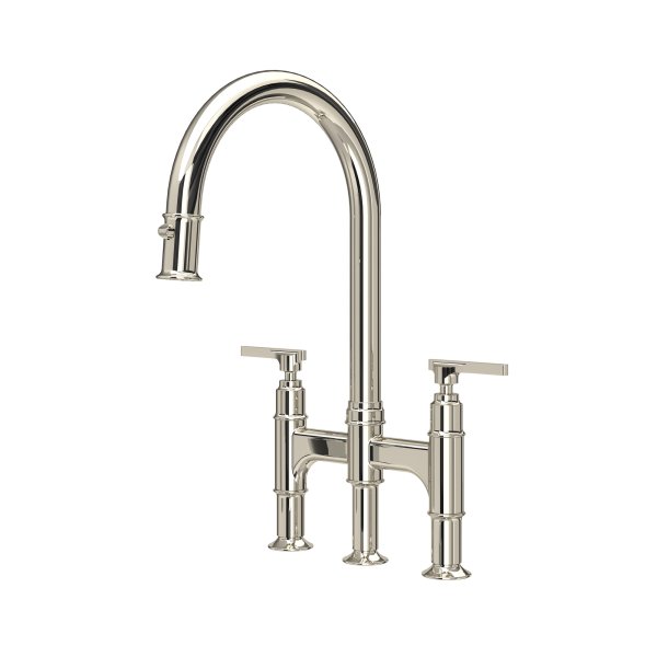 Perrin & Rowe Southbank Bridge Sink Mixer with Pull-Down Rinse - Nickel
