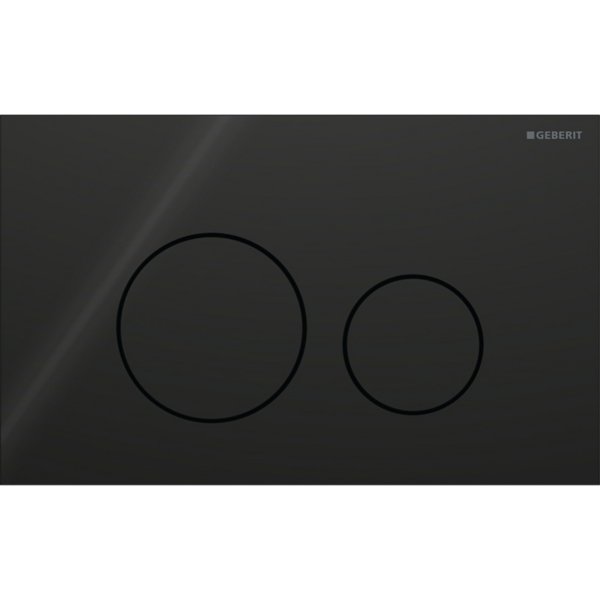 Geberit Sigma40 Round Dual Flush Plate - Black Glass