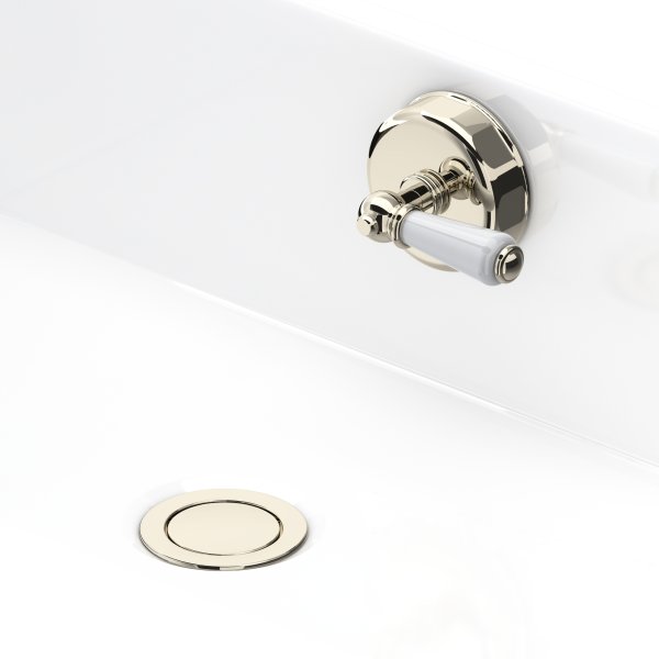 Perrin & Rowe Combined Pop-Up Waste and Overflow with 900mm Concealed Pipes - Nickel