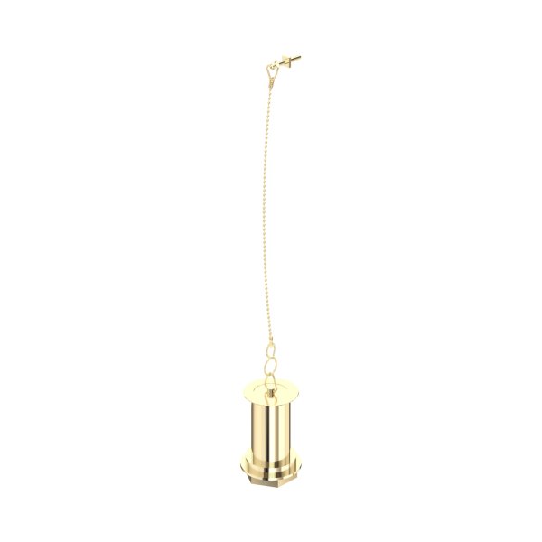 Perrin & Rowe Unslotted Basin Waste with Metal Plug Stay & Chain - Gold