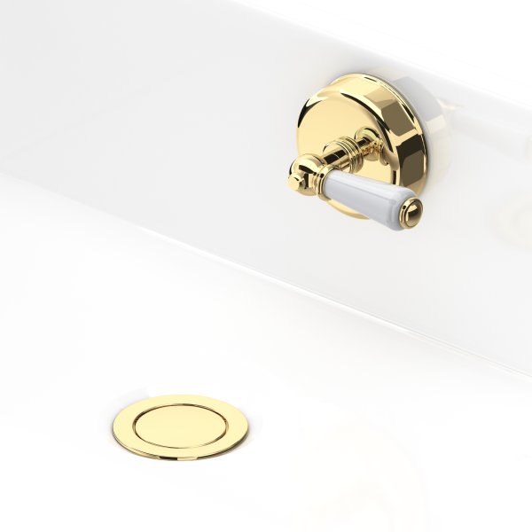 Perrin & Rowe Combined Pop-Up Waste and Overflow with 550mm Concealed Pipes - Polished Brass