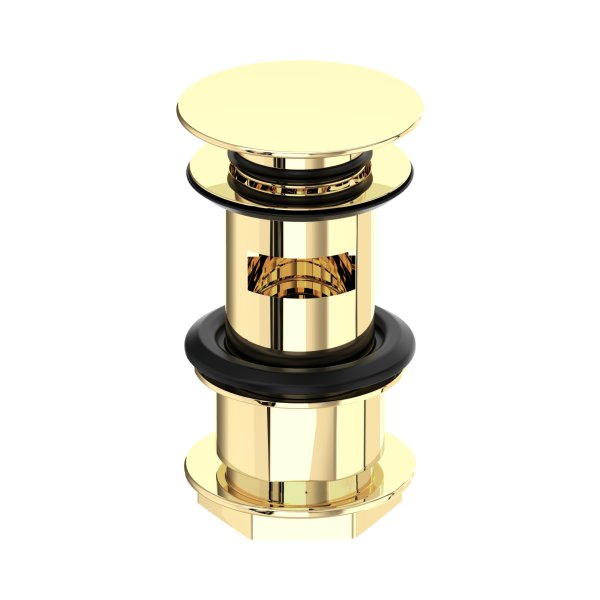 Perrin & Rowe Large Slotted Push Basin Waste - Polished Brass