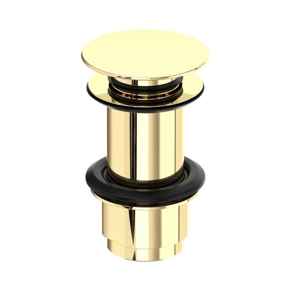Perrin & Rowe Large Unslotted Push Basin Waste - Polished Brass