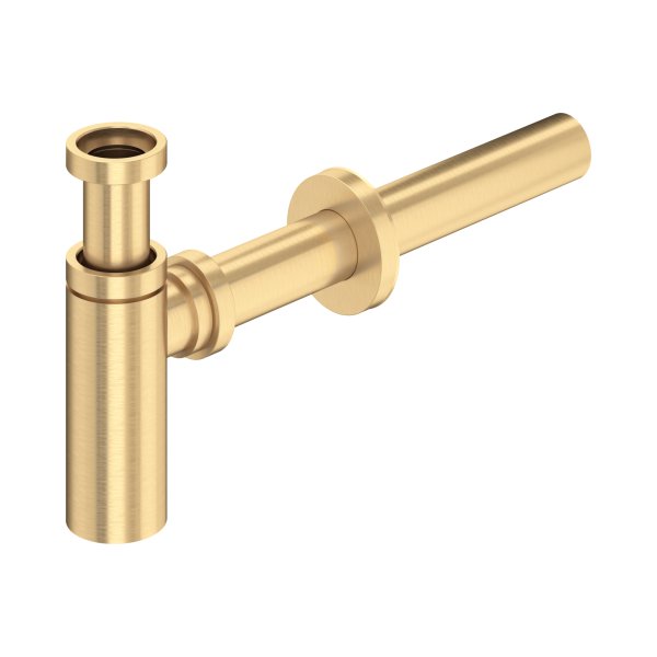 Perrin & Rowe Contemporary Bottle Trap with Outlet, Pipe & Flange - Satin Brass