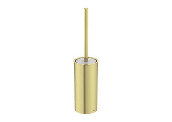 Roca Tempo Floor Standing Toilet Brush Holder - Brushed Brass