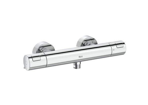 Roca T-500 Wall-Mounted Thermostatic Shower Mixer - Chrome