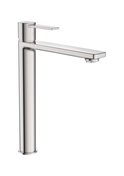Roca Targa XL Smooth Body Cold Start Basin Mixer - Stainless Steel 