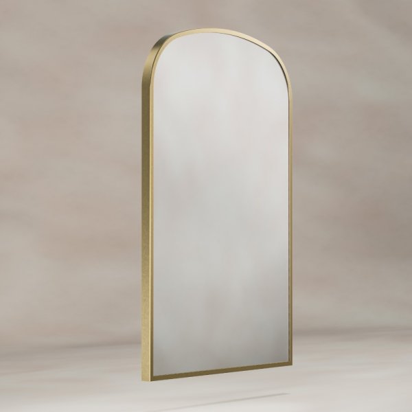 Origins Living Delphine 600 x 900mm Overmantle Arch Mirror - Brushed Brass