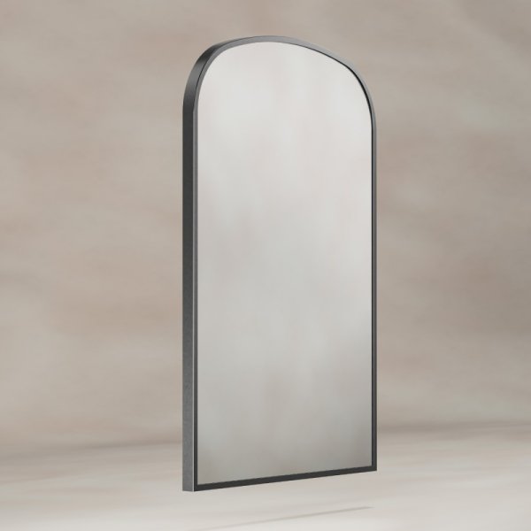 Origins Living Delphine 600 x 900mm Overmantle Arch Mirror - Gunmetal