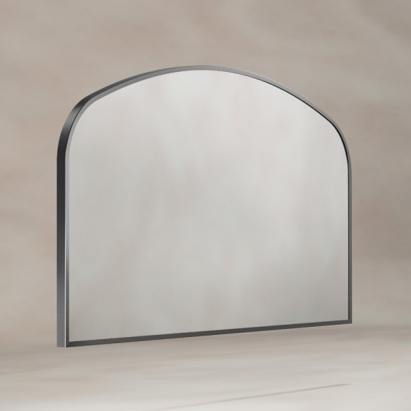 Origins Living Delphine 1200 x 700mm Overmantle Arch Mirror - Gunmetal