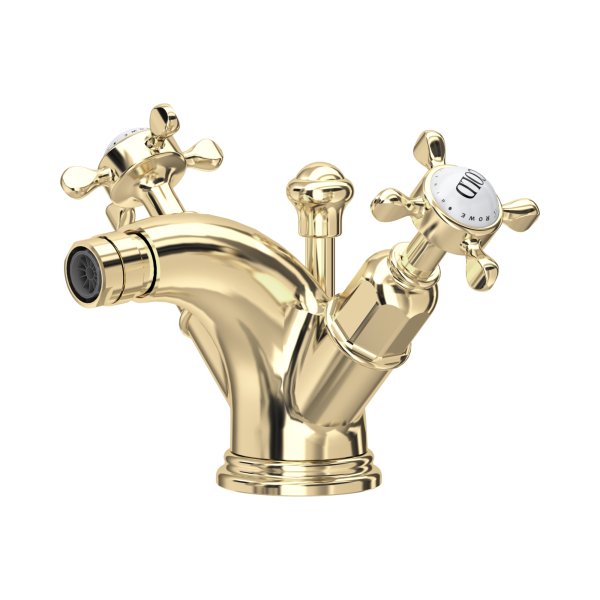 Perrin & Rowe Traditional Monobloc Bidet Mixer (Crosstop Handles) - Gold