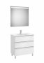 Roca The Gap Gloss White 800mm 3 Drawer Vanity Unit with Basin and Eidos LED Mirror