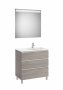 Roca The Gap City Oak 800mm 3 Drawer Vanity Unit with Right Handed Basin and Eidos LED Mirror