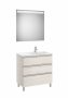 Roca The Gap Nordic Ash 800mm 3 Drawer Vanity Unit with Right Handed Basin and Eidos LED Mirror