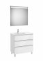 Roca The Gap Gloss White 800mm 3 Drawer Vanity Unit with Left Handed Basin and Eidos LED Mirror