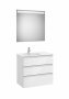 Roca The Gap Gloss White 800mm 3 Drawer Vanity Unit with Left Handed Basin and Eidos LED Mirror