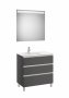 Roca The Gap Anthracite Grey 800mm 3 Drawer Vanity Unit with Left Handed Basin and Eidos LED Mirror