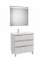 Roca The Gap Arctic Grey 800mm 3 Drawer Vanity Unit with Left Handed Basin and Eidos LED Mirror