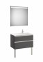 Roca The Gap Anthracite Grey 800mm 2 Drawer Vanity Unit with Right Handed Basin and Eidos LED Mirror