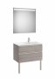 Roca The Gap City Oak 800mm 2 Drawer Vanity Unit with Right Handed Basin and Eidos LED Mirror