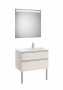 Roca The Gap Nordic Ash 800mm 2 Drawer Vanity Unit with Right Handed Basin and Eidos LED Mirror