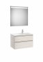 Roca The Gap Nordic Ash 800mm 2 Drawer Vanity Unit with Right Handed Basin and Eidos LED Mirror