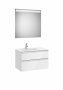 Roca The Gap Gloss White 800mm 2 Drawer Vanity Unit with Left Handed Basin and Eidos LED Mirror