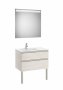 Roca The Gap Nordic Ash 800mm 2 Drawer Vanity Unit with Left Handed Basin and Eidos LED Mirror