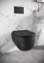 Scudo Riviera Round Wall-Hung Rimless Toilet & Seat - Matt Black