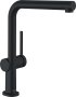 Hansgrohe Talis M54 Single Lever Kitchen Mixer 270 with Pull-Out Spout & Sbox, Single Spray Mode - Matt Black