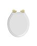 Tavistock Secure Fix Toilet Seat with Brushed Brass Hinges - White