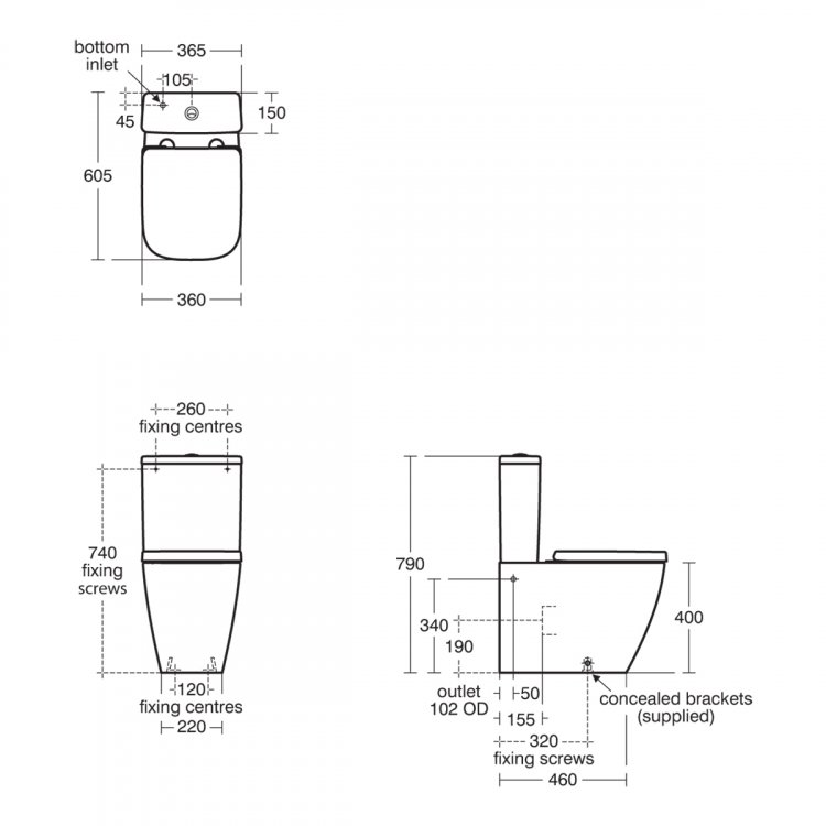 Ideal Standard i.life S Compact Close Coupled Back to Wall WC 