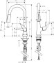 Hansgrohe Talis M51 Single Lever Kitchen Mixer 160 with Pull-Out Spray, 2 Spray Modes - Chrome