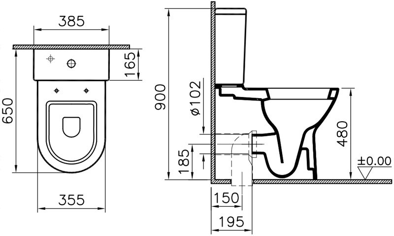 Vitra S50 Comfort Height Close Coupled Back To Wall Wc Toilet
