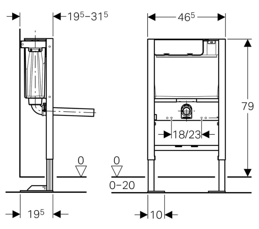 Geberit Duofix Wc Frame 0 79m With Low Height Furniture Cistern