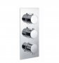 RAK Round Chrome Dual Outlet 3 Handle Thermostatic Concealed Shower Valve