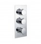 RAK Round Chrome Triple Outlet 3 Handle Thermostatic Concealed Shower Valve
