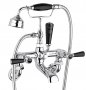 Bayswater Black & Chrome Lever Wall Mounted Bath Shower Mixer with Dome Collar