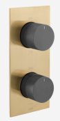 Vado Knurled X Fusion Brushed Gold/Black 2 Outlet Thermostatic Shower Valve