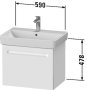 Duravit No.1 590mm Wall Hung 1 Drawer Vanity Unit (with Internal Drawer) - Matt White