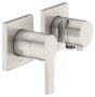 Keuco Edition 11 Single Lever Mixer Set Up 2-Way with Wall Outlet for Shower Hose & Holder - Brushed Nickel