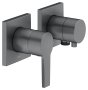 Keuco Edition 11 Single Lever Mixer Set Up 2-Way with Wall Outlet for Shower Hose - Brushed Black / Chrome